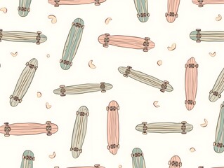 seamless pattern skateboard pastel colors
