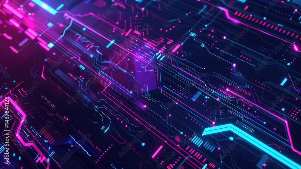Poster abstract digital shape or line of technological cyber style particle design connect in surreal elect
