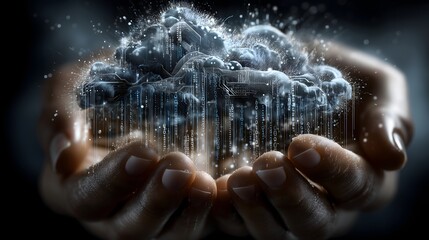 Obraz premium Floating cloud icon with code