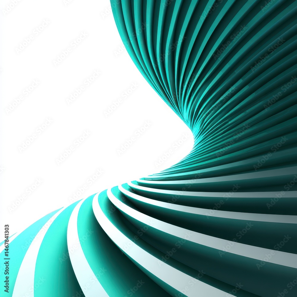 Poster abstract curved lines in turquoise and white creating a modern and dynamic background design for cre