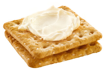 biscoito cream cracker integral com cream cheese isolado em fundo transparente