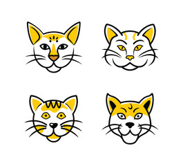 Set of cats vector illustration on white background 