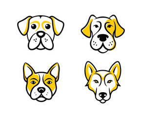 Set of dogs illustration on white background, vector 