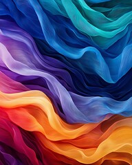 Ornamental rainbow silky concept, Colorful Abstract Waves Flowing in Gradient Texture Design