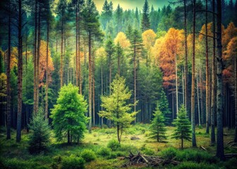 Obraz premium Vintage Forest Photography: Growth, Change, Life Cycle of Trees