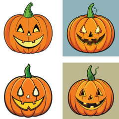 Halloween Pumpkin Vector Illustration With Cartoon Style Faces For Spooky Season