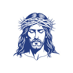 Jesus Christ with Crown of Thorns – Vintage Vector Religious Illustration