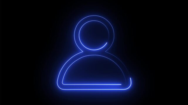 Neon-style animated icons  on black background.