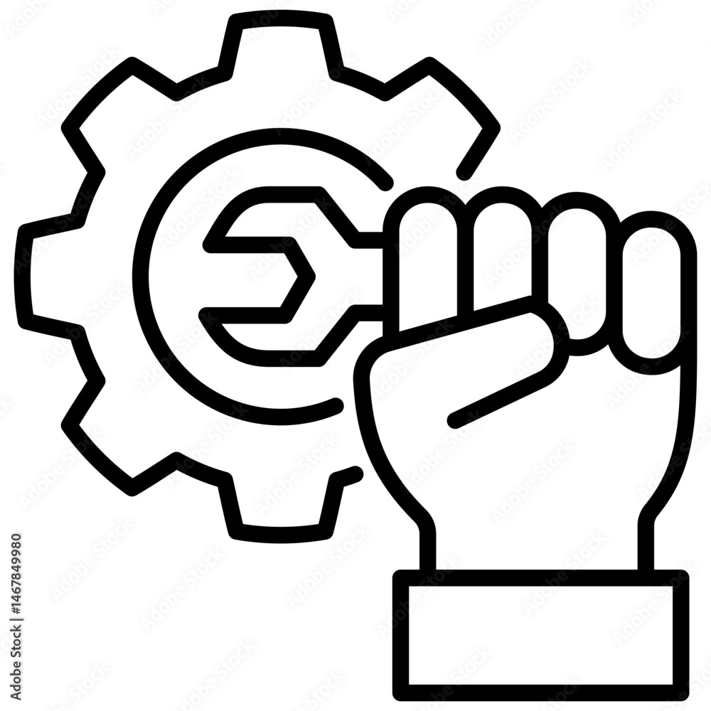 Poster technical skills line icon
