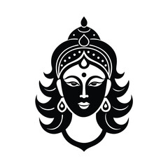 Intricate black and white illustration of a hindu goddess or deity portraying spiritualism and feminine power