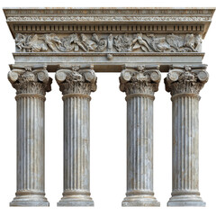 Obraz premium Architectural marvels ancient columns displayed in a grand gallery isolated on transparent background