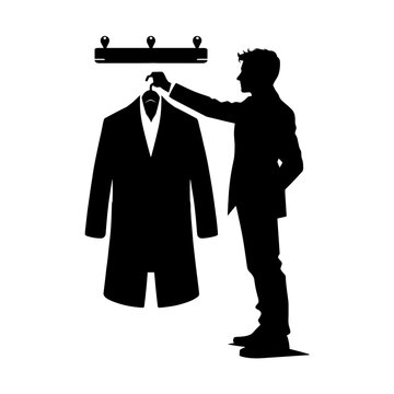 man hanging black coat silhouette clip art preview