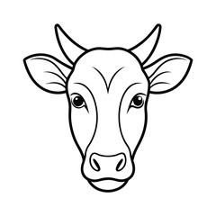 portrait of a dairy cow line art vector silhouette