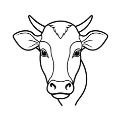 portrait of a dairy cow line art vector silhouette