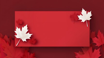 A red background with white leaves on it.