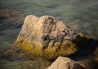 Coastal large sea rocks of wild nature
