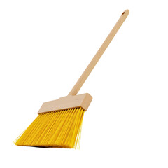 Yellow Broom Cleaning Supplies isolated on transparent background