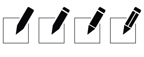  pencil icon set with simple and modern design.