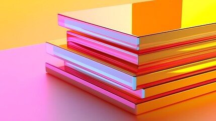 Stacked colorful geometric shapes