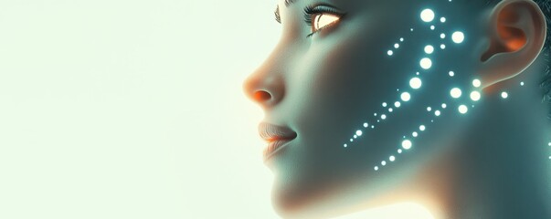 Obraz premium Woman Face with Glowing Lights