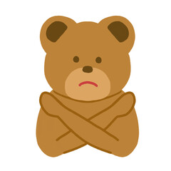 バツのポーズをしている熊のイラスト