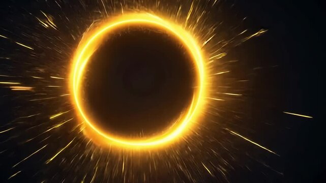 A bright solar eclipse forming a glowing ring of fire in dark sky, captured during a rare celestial event, symbolizing cosmic energy and astronomical wonder