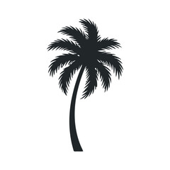 Obraz premium Single Black Silhouette Palm Tree Tropical Summer Vacation Design Element