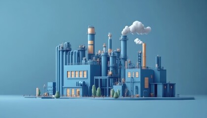 Obraz premium Stylized industrial complex monochromatic clean design