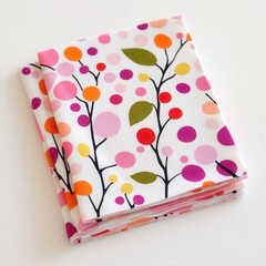 Folded fabric with circle and branch pattern design