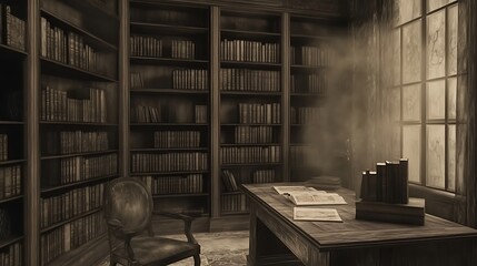 Antique study room interior