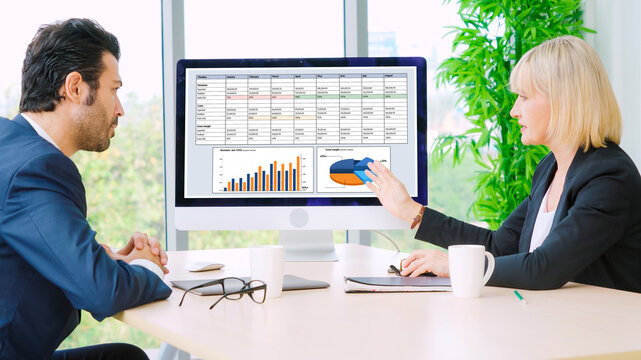 Business data dashboard provide business intelligence analytic for marketing strategy planning snugly with big data set to analyze customer demands and foreseeing business future