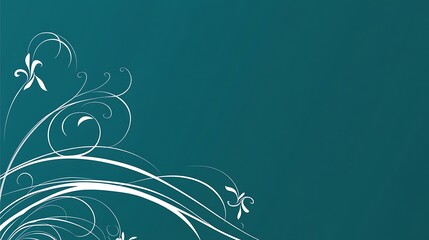 Teal background with white floral swirls (1)