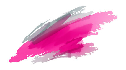 Abstract Pink and Gray Paint Brush Stroke on Transparent Background