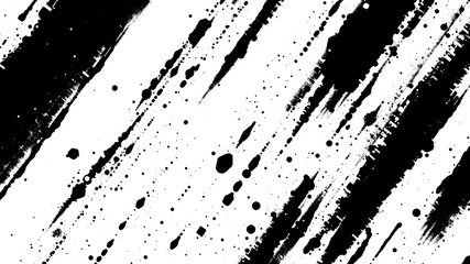 Abstract Black and White Ink Splatter Pattern on Transparent Background