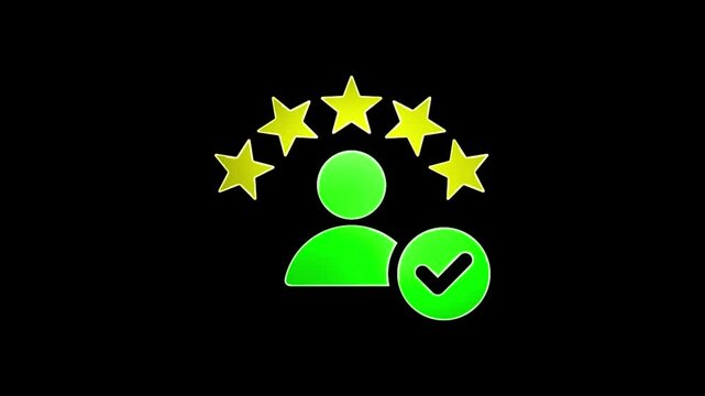 Man star rating animation neon video.
