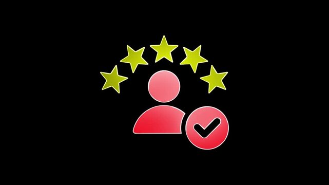 Man star rating animation neon video.