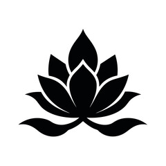 Elegant Lotus Rise Tattoo Vector Silhouette Design