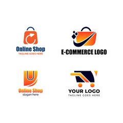 Modern E-Commerce and Online Shop Logo Set, Vector Design Collection