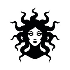 Mythical Medusa Gaze Tattoo Vector Silhouette Design