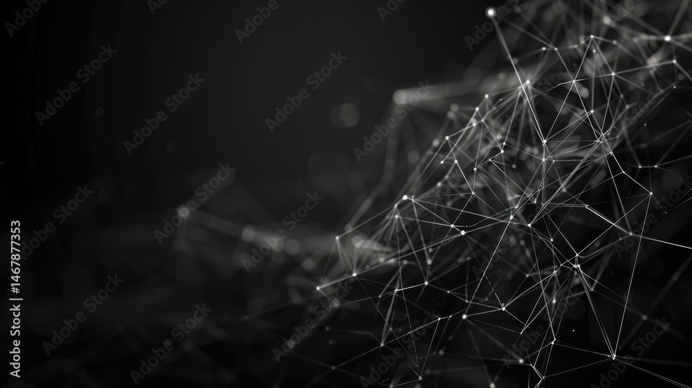 Poster Abstract polygon data connect in seamless pattern with digital technology style design. Particle connection show futuristic diagram system in modern style perfect for science fiction graphic. AIG53.
