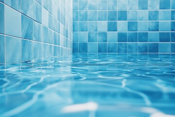 Tranquil blue pool water. AI.