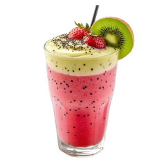 Strawberry Kiwi Love Shake isolated on transparent background.