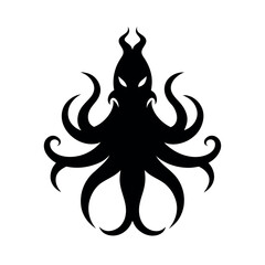 Kraken’s Curse Tattoo Silhouette Black Vector Art