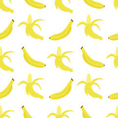 Banana seamless pattern, yellow banana textile