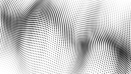 Futuristic wave of black smoothly moving dots on a white background. Vector EPS10