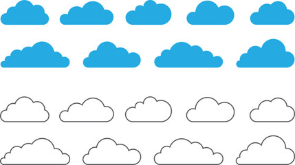 Cloud outline and filled vector sign Cloud icon.