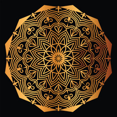 Elegant Gold Mandala Design on Black Background