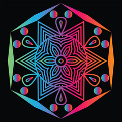 Rainbow Gradient Mandala Design Geometric Pattern