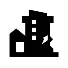 Icon of a damaged building to signify destruction or disrepair
