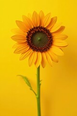 Obraz premium Dried sunflower head, vibrant yellow background, yellow background, autumn, picture